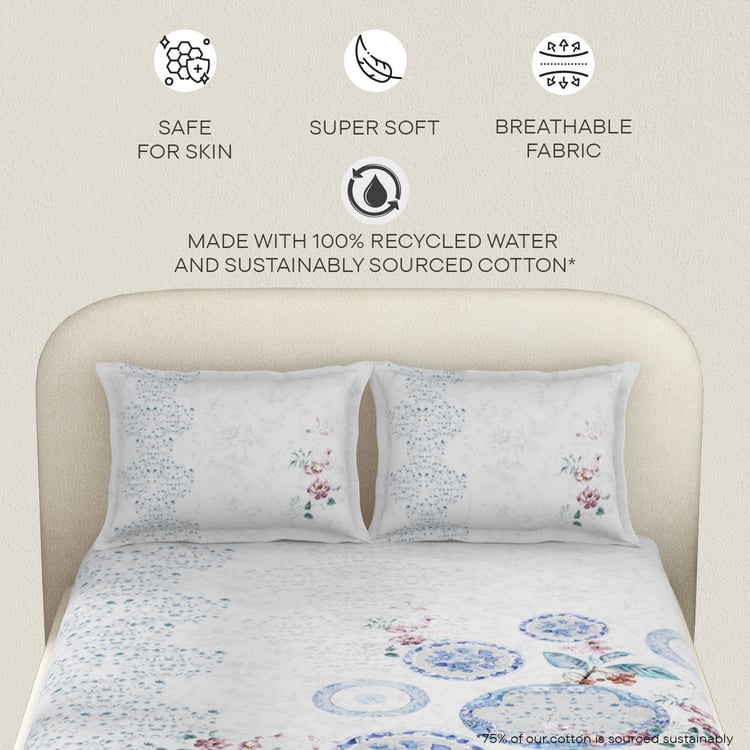 SPACES Essentials Premium 138TC Floral Print 3Pcs King Bedsheet Set