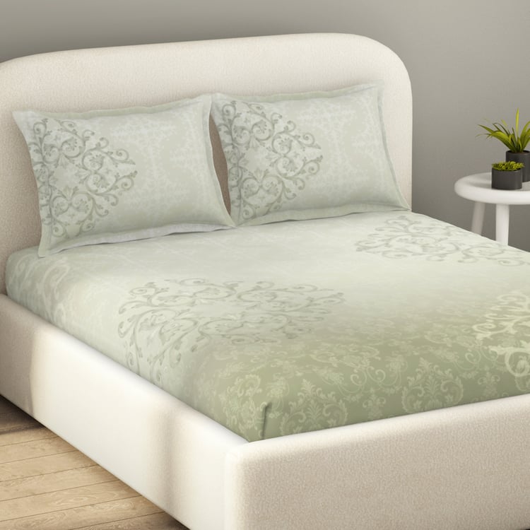SPACES Essentials Premium 138TC Printed 3Pcs King Bedsheet Set