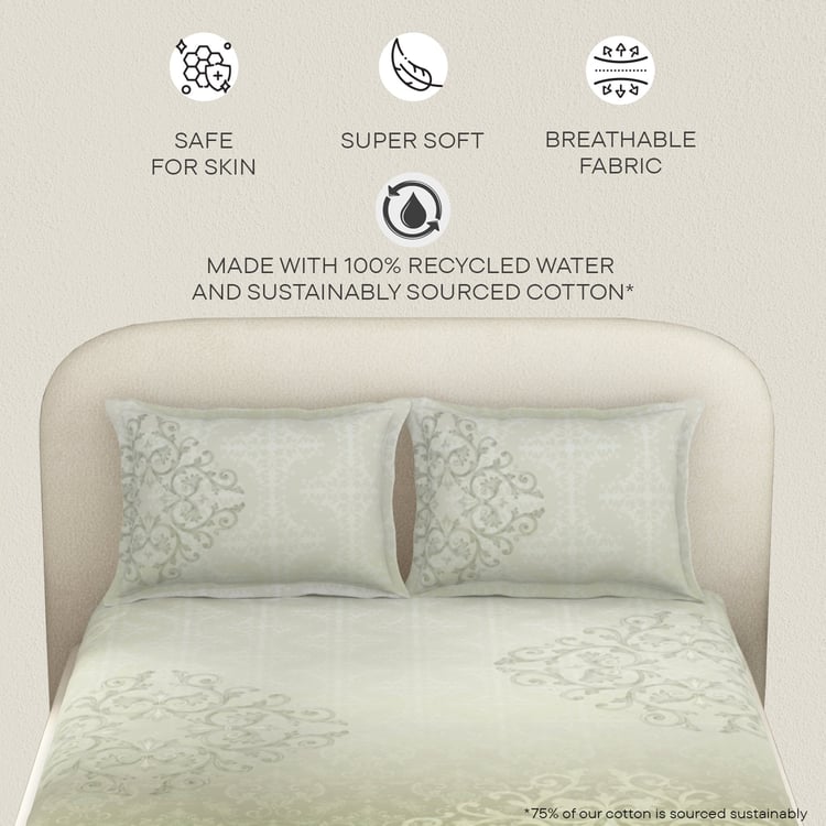 SPACES Essentials Premium 138TC Printed 3Pcs King Bedsheet Set