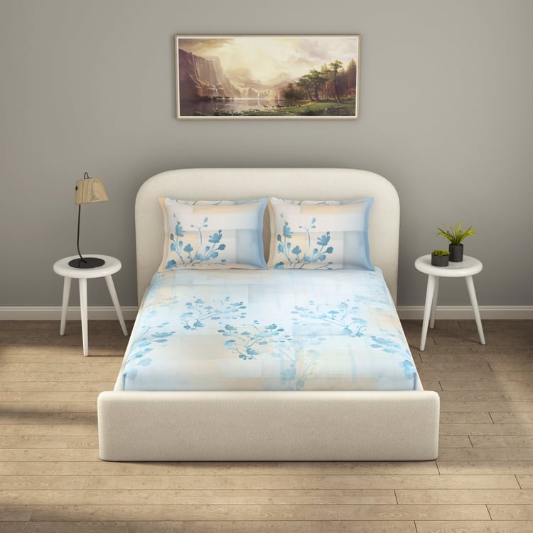 SPACES Essentials Premium 138TC Printed 3Pcs King Bedsheet Set