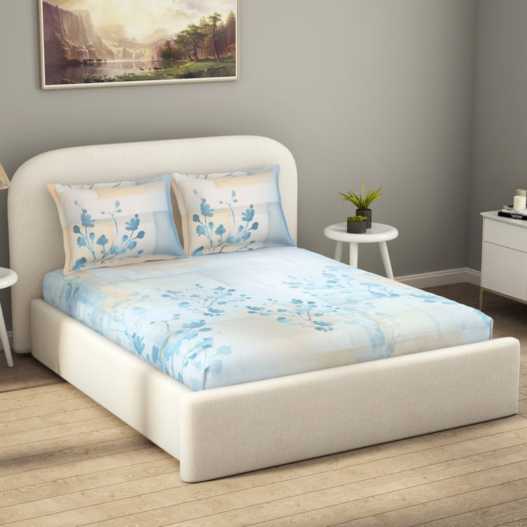 SPACES Essentials Premium 138TC Printed 3Pcs King Bedsheet Set