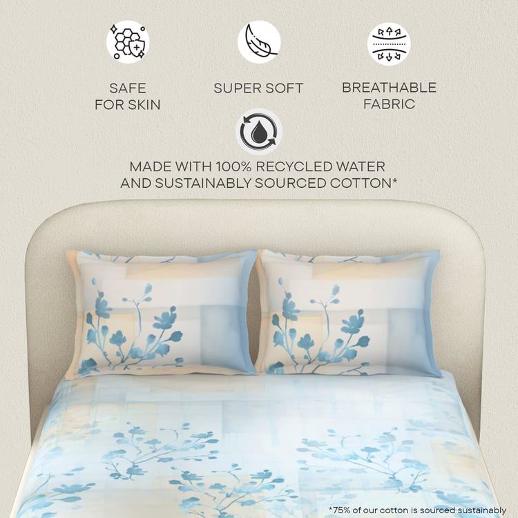 SPACES Essentials Premium 138TC Printed 3Pcs King Bedsheet Set