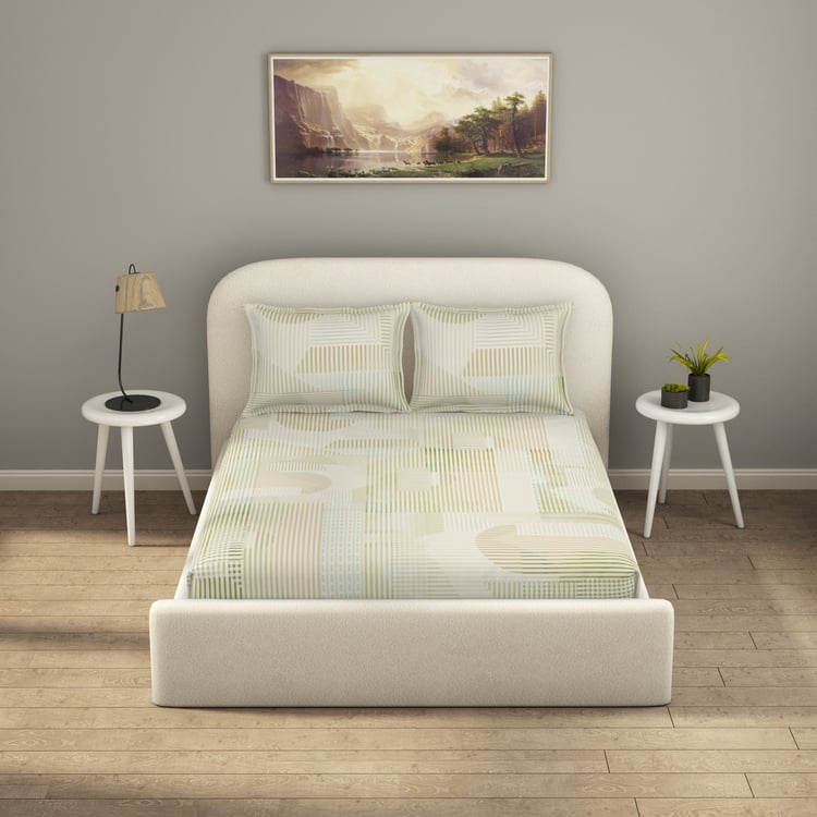 SPACES Essentials Premium 138TC Geometric Print 3Pcs King Bedsheet Set