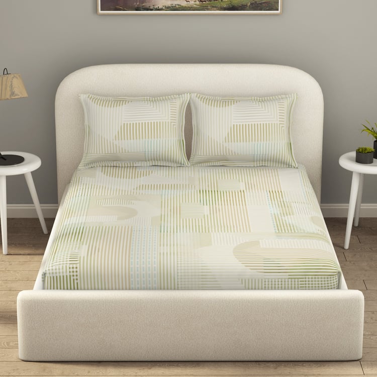 SPACES Essentials Premium 138TC Geometric Print 3Pcs King Bedsheet Set