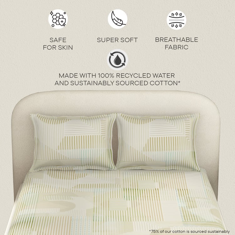 SPACES Essentials Premium 138TC Geometric Print 3Pcs King Bedsheet Set