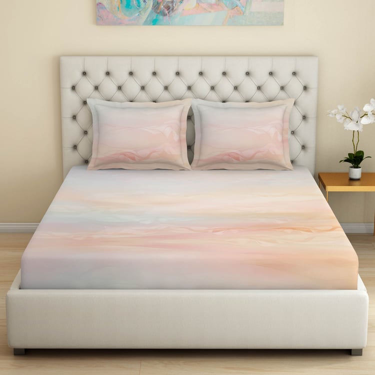SPACES Essentials Cotton 180TC Printed 3Pcs Super King Bedsheet Set