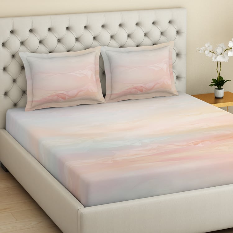SPACES Essentials Cotton 180TC Printed 3Pcs Super King Bedsheet Set