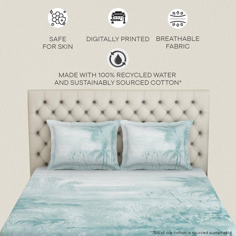SPACES Essentials Premium Cotton 180TC Printed 3Pcs Super King Bedsheet Set
