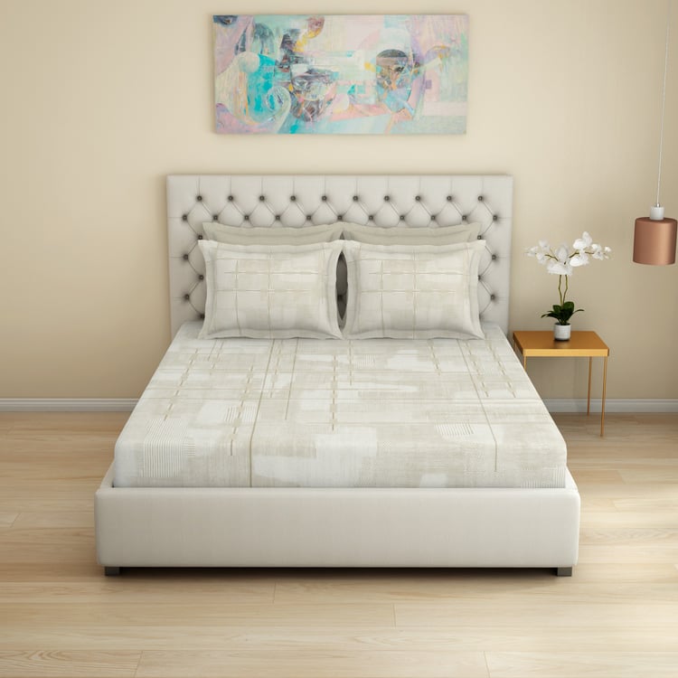 SPACES Essentials Premium Cotton 180TC Printed 5Pcs Super King Bedsheet Set