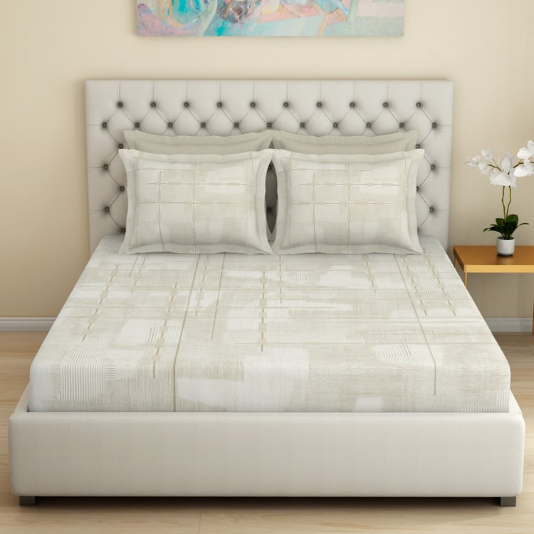 SPACES Essentials Premium Cotton 180TC Printed 5Pcs Super King Bedsheet Set
