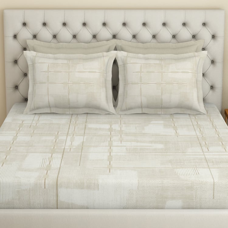 SPACES Essentials Premium Cotton 180TC Printed 5Pcs Super King Bedsheet Set