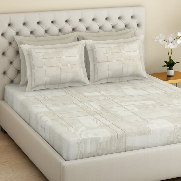 SPACES Essentials Premium Cotton 180TC Printed 5Pcs Super King Bedsheet Set