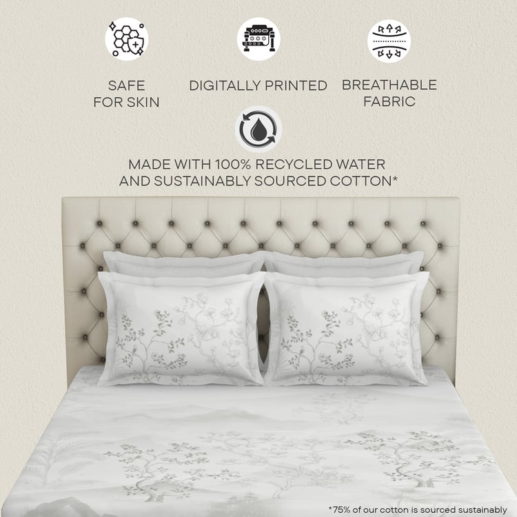 SPACES Essentials Premium Cotton 180TC Printed 3Pcs Super King Bedsheet Set