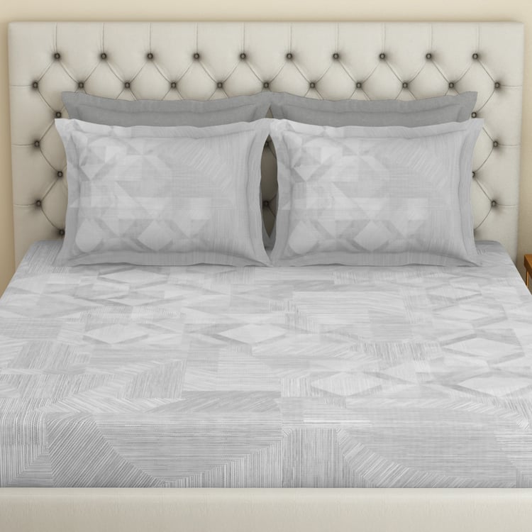 SPACES Essentials Premium Cotton 180TC Geometric Print 5Pcs Super King Bedsheet Set