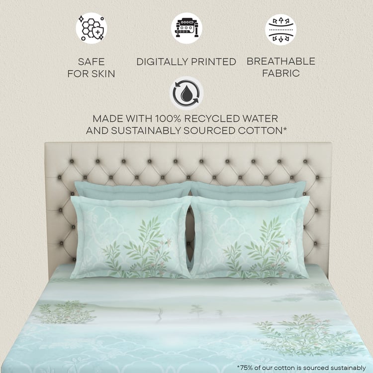 SPACES Essentials Premium Cotton 180TC Printed 3Pcs Super King Bedsheet Set
