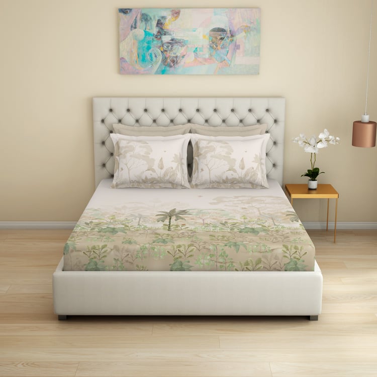 SPACES Essentials Premium Cotton 180TC Printed 5Pcs Super King Bedsheet Set