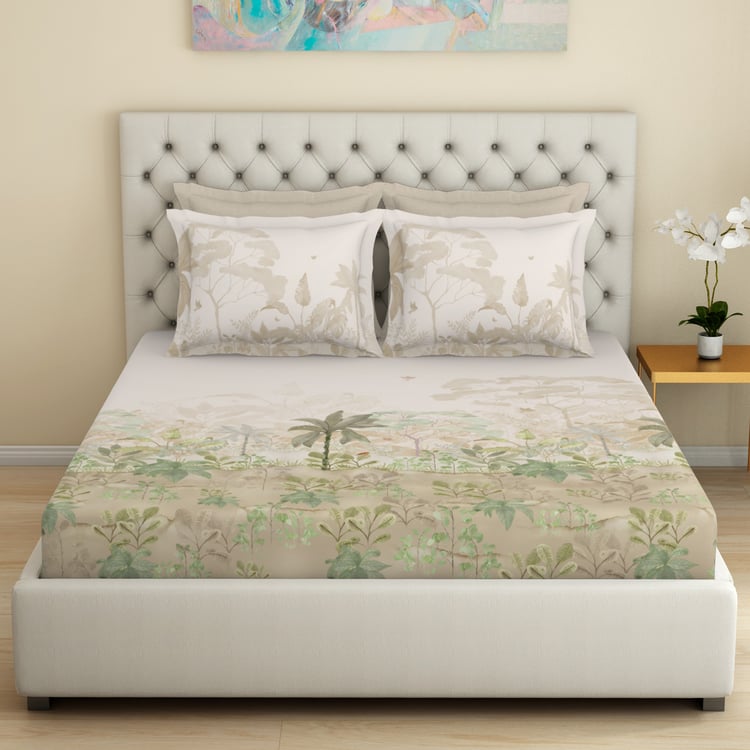 SPACES Essentials Premium Cotton 180TC Printed 5Pcs Super King Bedsheet Set