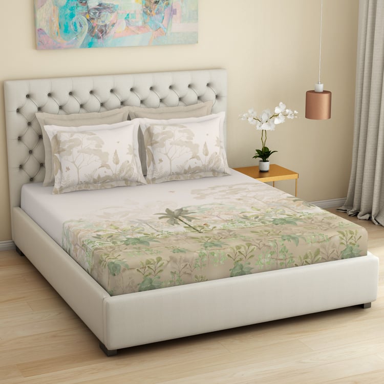 SPACES Essentials Premium Cotton 180TC Printed 5Pcs Super King Bedsheet Set