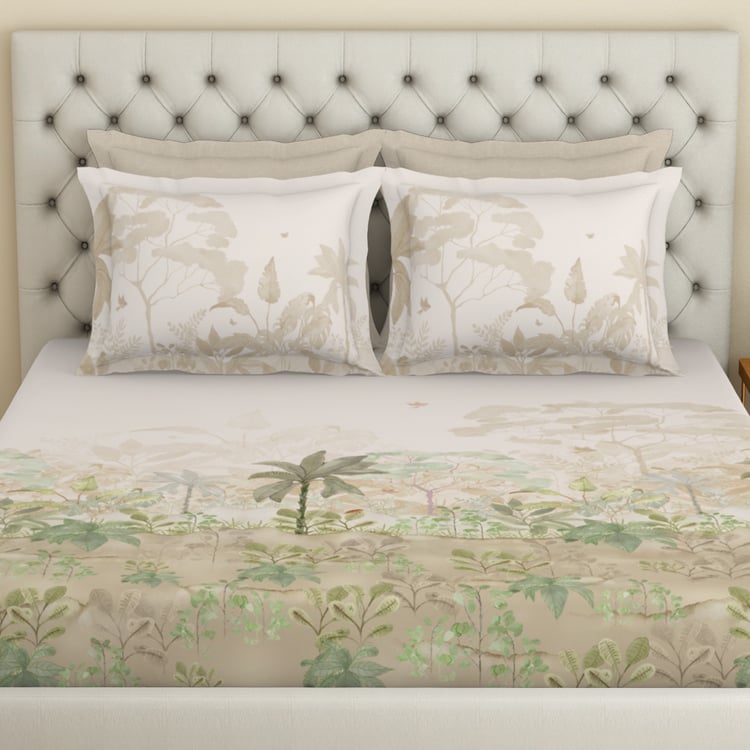 SPACES Essentials Premium Cotton 180TC Printed 5Pcs Super King Bedsheet Set