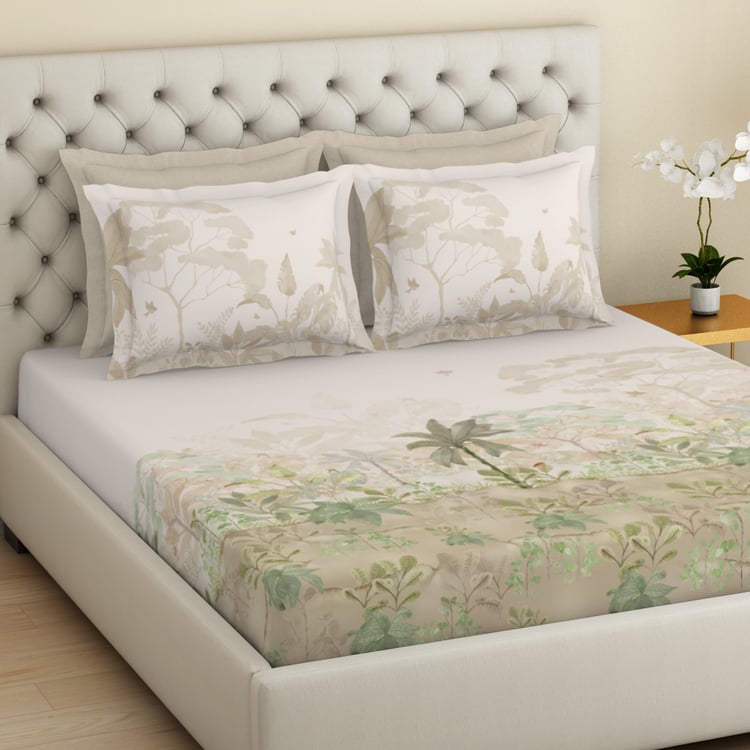 SPACES Essentials Premium Cotton 180TC Printed 5Pcs Super King Bedsheet Set