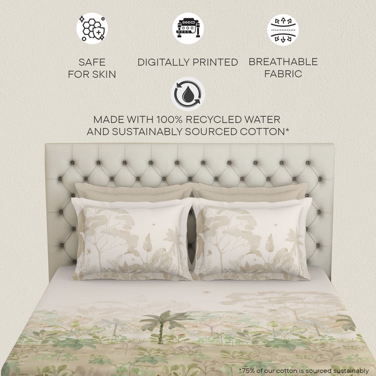 SPACES Essentials Premium Cotton 180TC Printed 5Pcs Super King Bedsheet Set