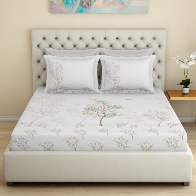 SPACES Essentials Premium Cotton 180TC Nature Print 5Pcs Super King Bedsheet Set