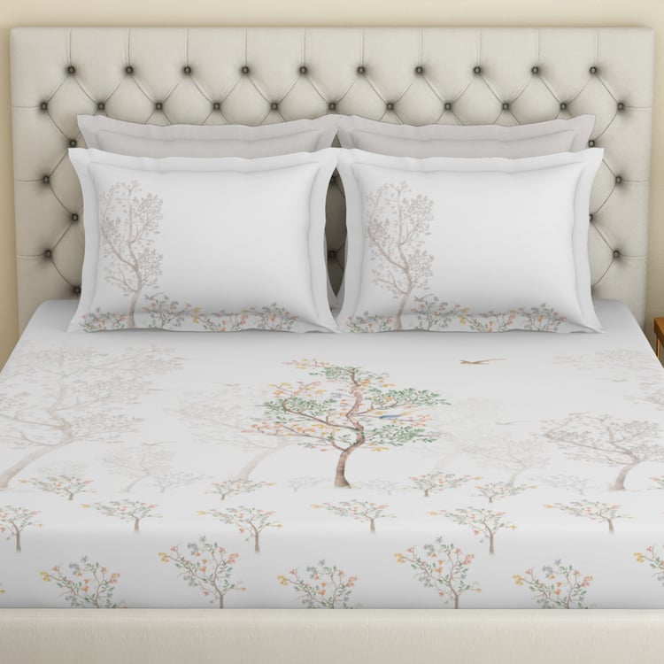 SPACES Essentials Premium Cotton 180TC Nature Print 5Pcs Super King Bedsheet Set