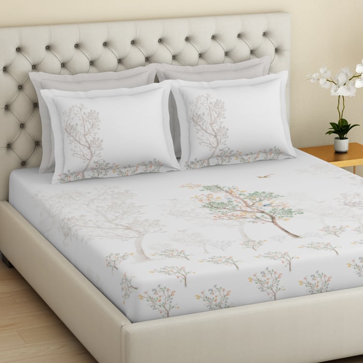 SPACES Essentials Premium Cotton 180TC Nature Print 5Pcs Super King Bedsheet Set