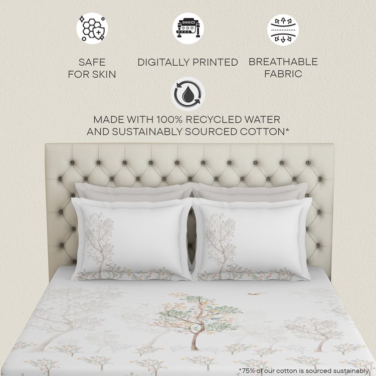 SPACES Essentials Premium Cotton 180TC Nature Print 5Pcs Super King Bedsheet Set
