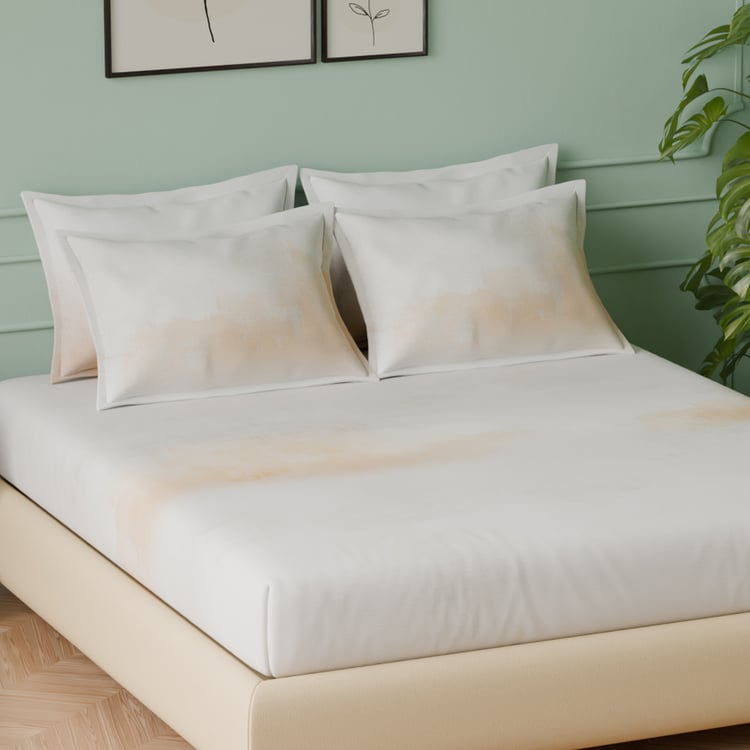 SPACES Luxury Cotton 300TC Printed 5Pcs Super King Bedsheet Set