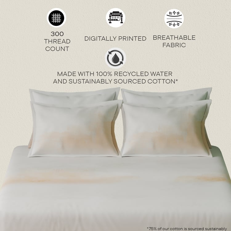 SPACES Luxury Cotton 300TC Printed 5Pcs Super King Bedsheet Set