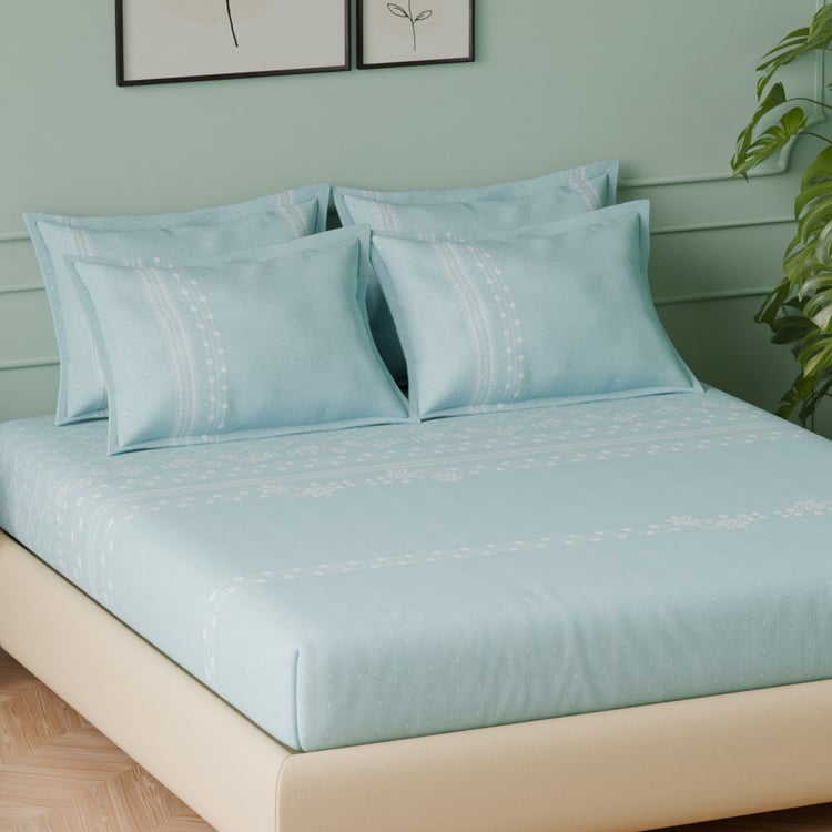 SPACES Luxury Cotton 350TC Printed 5Pcs Super King Bedsheet Set