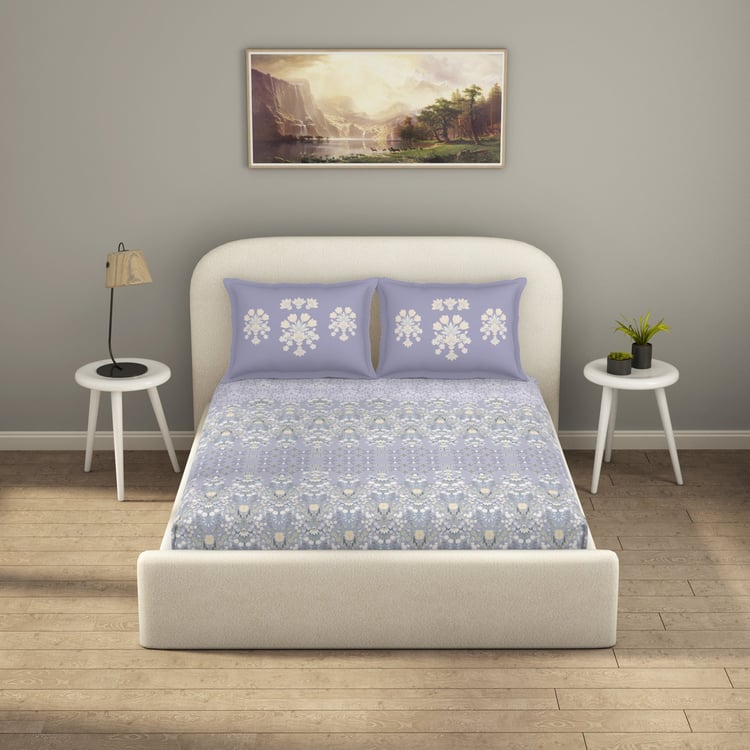 SPACES Essentials Cotton 144TC Printed 3Pcs King Fitted Bedsheet Set