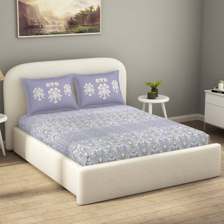 SPACES Essentials Cotton 144TC Printed 3Pcs King Fitted Bedsheet Set