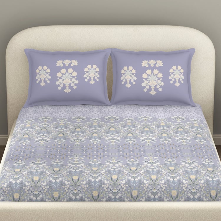SPACES Essentials Cotton 144TC Printed 3Pcs King Fitted Bedsheet Set
