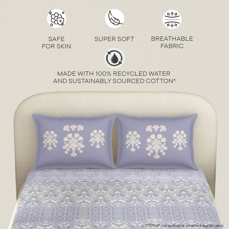 SPACES Essentials Cotton 144TC Printed 3Pcs King Fitted Bedsheet Set