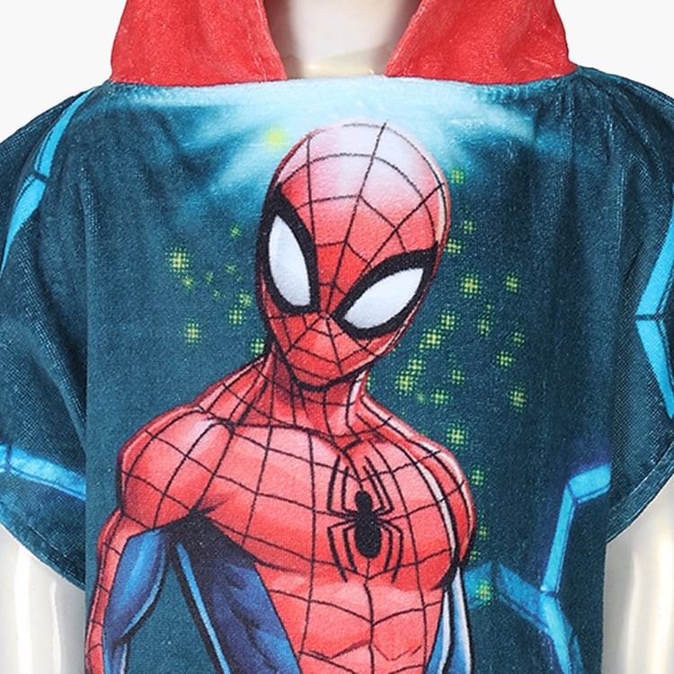 SPACES Kids Cotton Spider-Man Print Bath Poncho - S