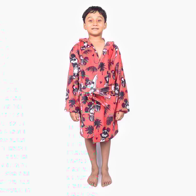 SPACES Kids Cotton Mickey Mouse Print Bath Robe - S