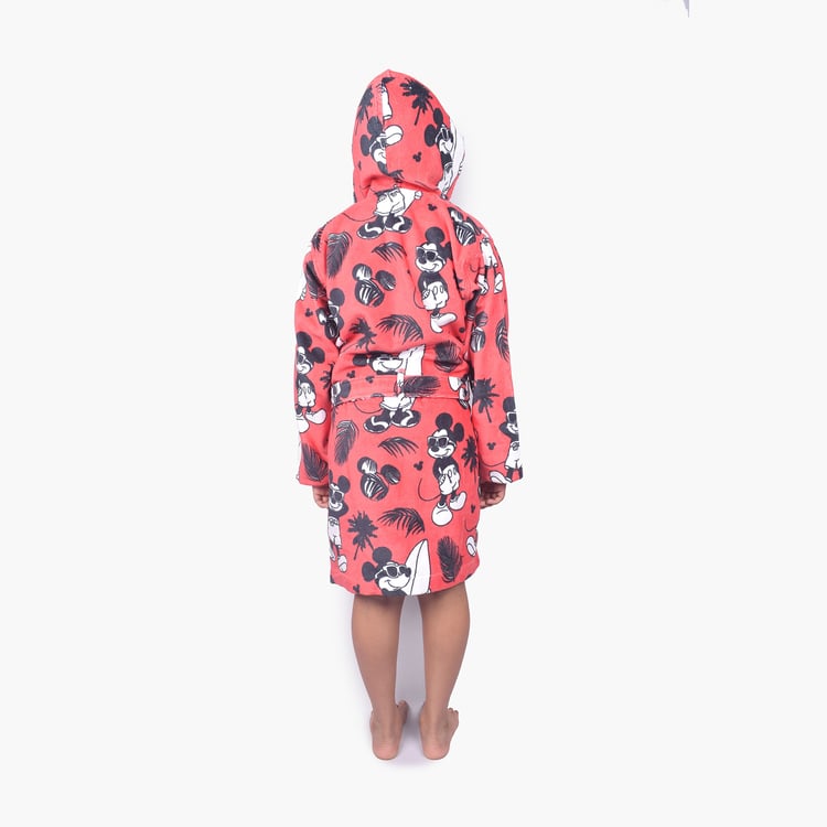 SPACES Kids Cotton Mickey Mouse Print Bath Robe - S