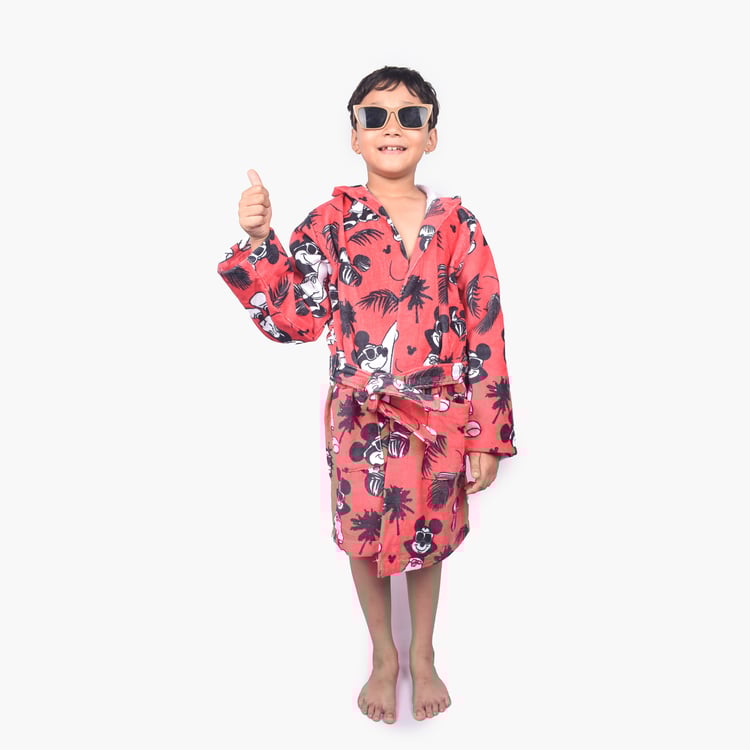 SPACES Kids Cotton Mickey Mouse Print Bath Robe - S