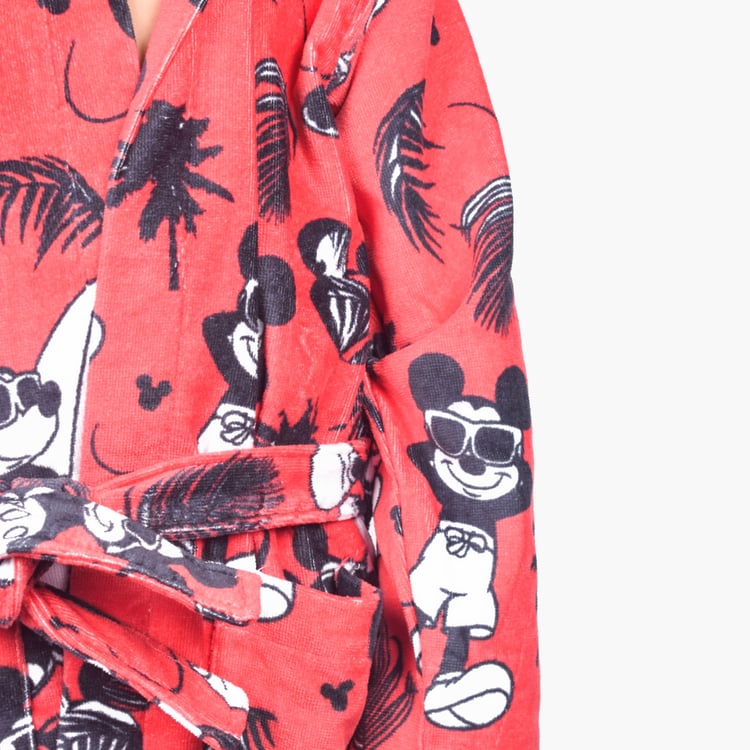 SPACES Kids Cotton Mickey Mouse Print Bath Robe - S