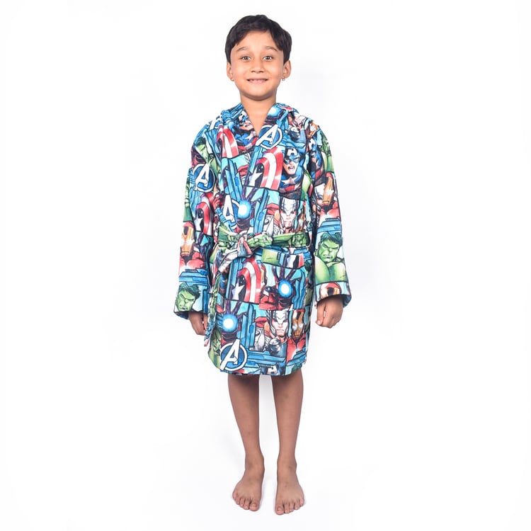 SPACES Kids Cotton Avengers Print Bath Robe - S