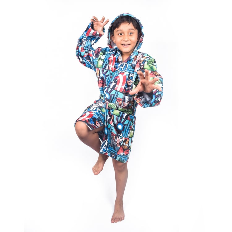 SPACES Kids Cotton Avengers Print Bath Robe - S