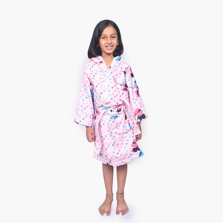 SPACES Kids Cotton Minnie Mouse Print Bath Robe - S