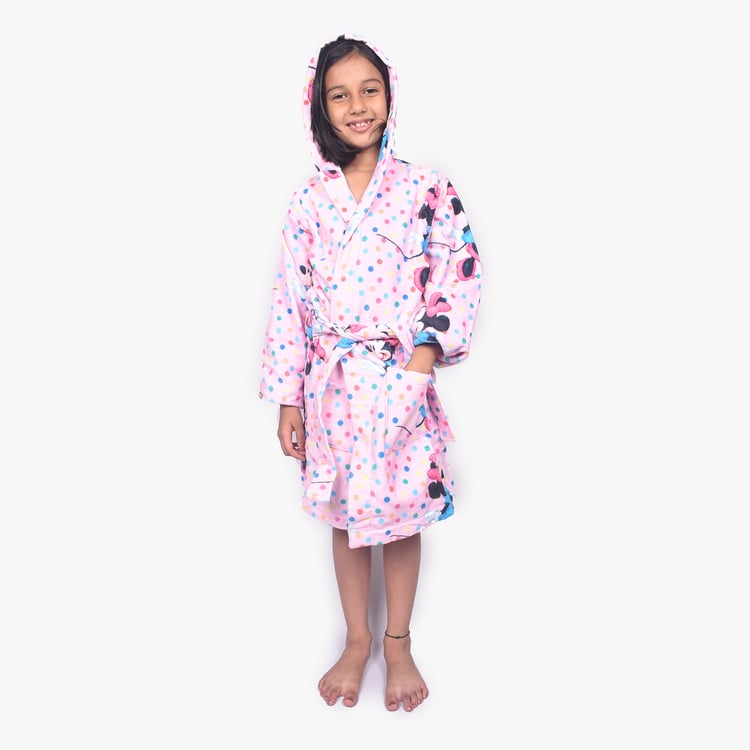 SPACES Kids Cotton Minnie Mouse Print Bath Robe - S