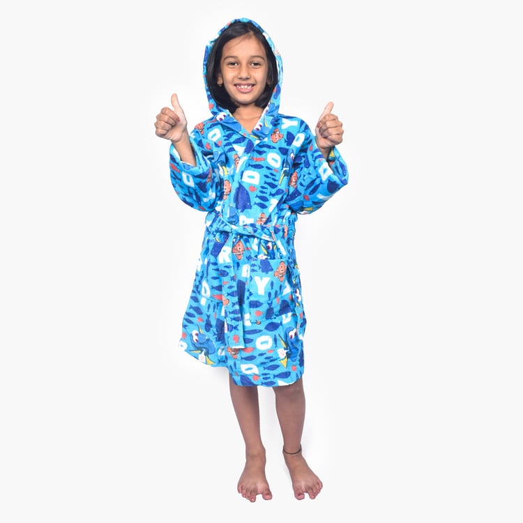 SPACES Kids Cotton Dory Print Bath Robe - S