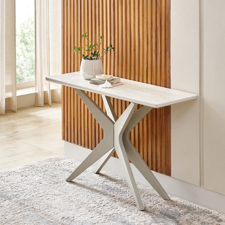 Ivory Ceramic Top Console Table - Beige