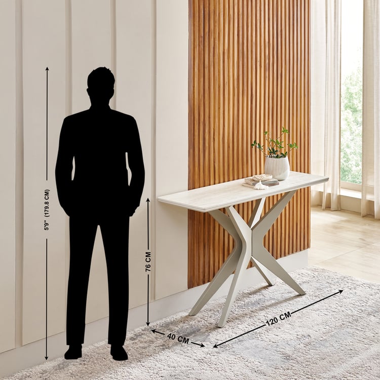 Ivory Ceramic Top Console Table - Beige