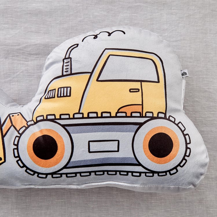Slate Kids Velvet Printed JCB Filled Cushion - 45x28cm