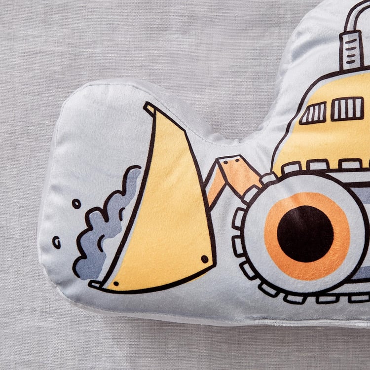 Slate Kids Velvet Printed JCB Filled Cushion - 45x28cm